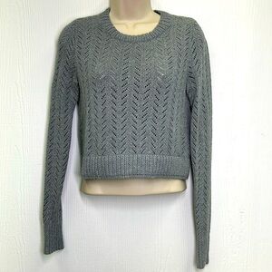 Loft - Gray Knit Fun Open Design Long Sleeve Crewneck Sweater Size XSmall
